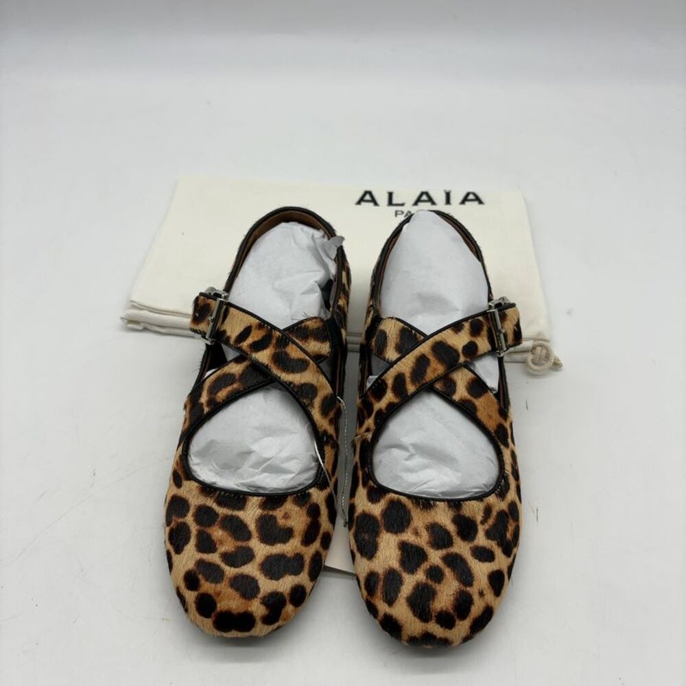 Alaia Leopard-Print Mary Jane Flats